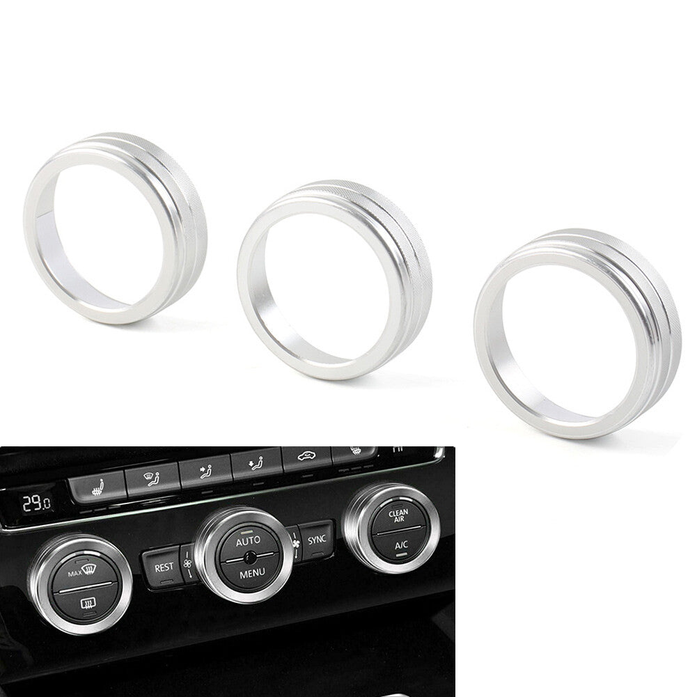 AC Climate Control Ring Knob Cover f¨¹r for VW for Golf for Jetta for Tiguan for Passat Atlas Silber