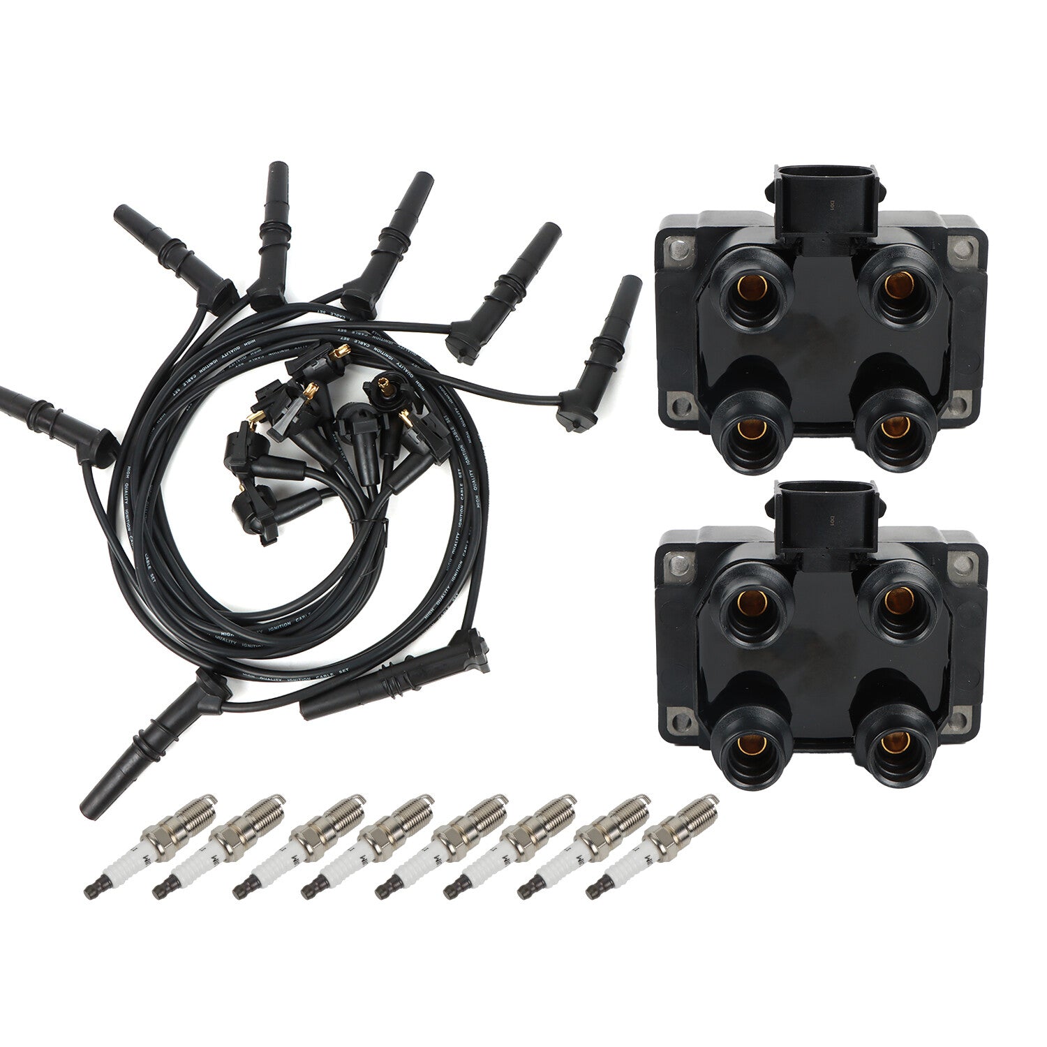 Ignition Coil  Spark Plugs +Wires for Ford Ranger F150 for Lincoln for Mercury V8 FD487