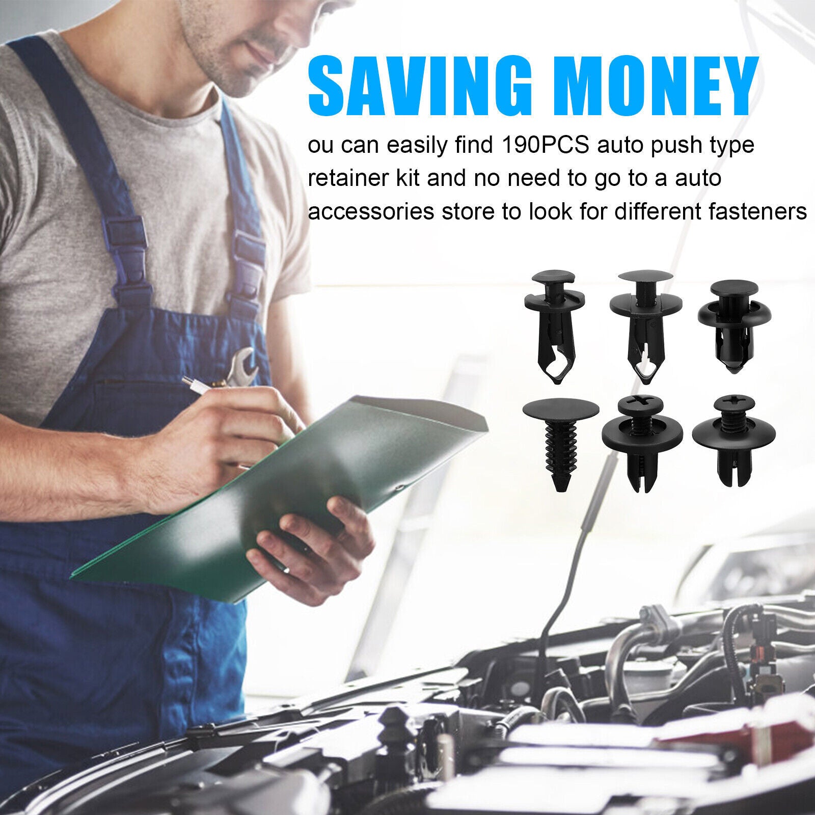 190Pcs Car Auto Fender Panel Retainer Fastener Push Pin Rivet Trim Clips Bumper
