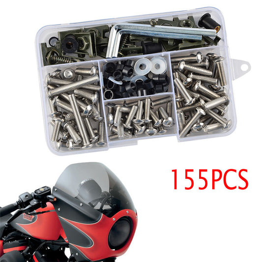 155-piece set of stainless steel motorcycle/scooter shell fairing bolts, screws, and nuts.