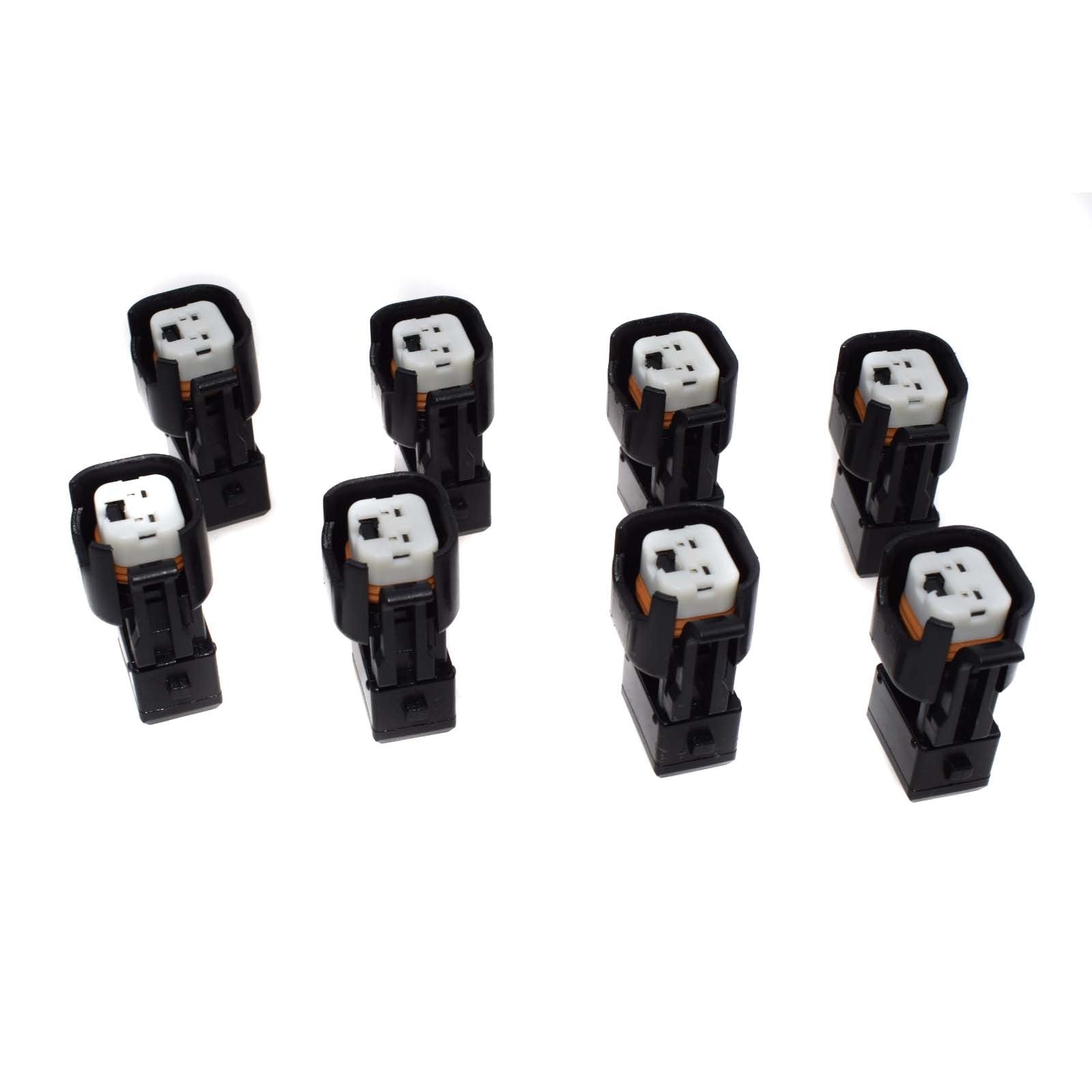 8-piece set of EV6 and EV14 female to EV1 male fuel injector connector adapter plugs