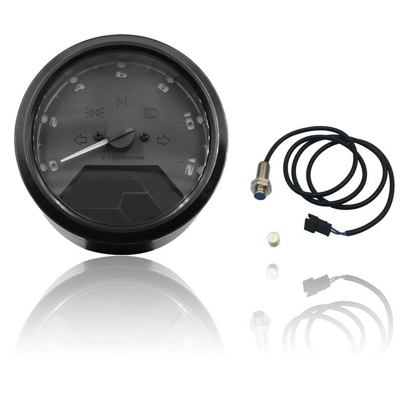LCD Screen Digital Motorcycle Speedometer 12000RPM 8-18V Gear Tachometer Gauge