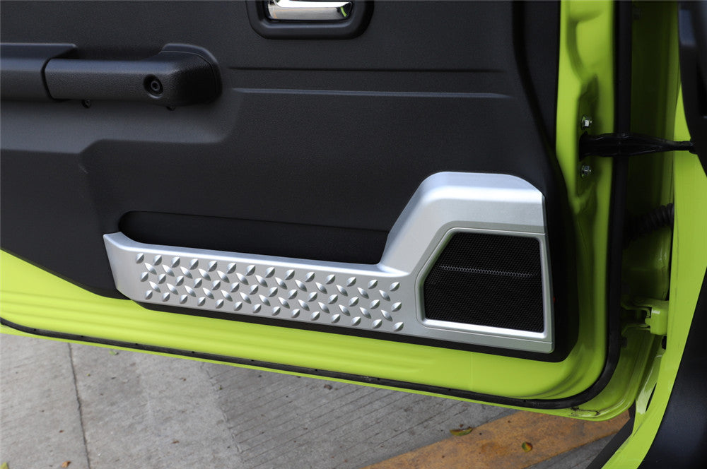 2¡ÁSilver ABS Interior Door Panel Decorative Cover Fit for Suzuki for Jimny 2019-2022