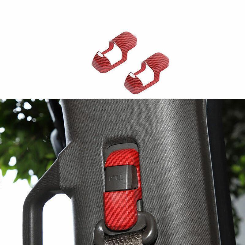 Red Carbon Fiber for Seat Belt Buckle Adjust Cover Trim for Ford F150 F-150 15-20 B