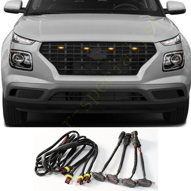 for Hyundai Venue 2020-2024 smoke Style Front Grill LED Marker Light Kit