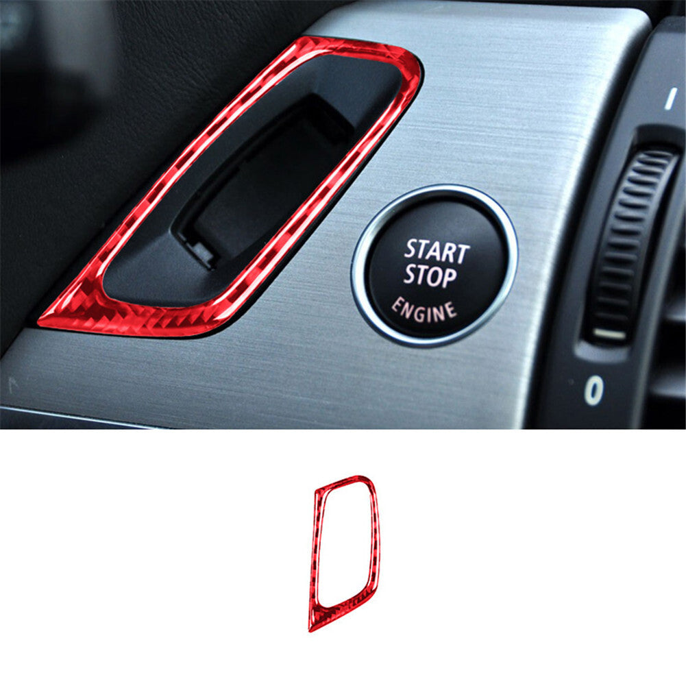 Red Carbon Fiber Key Border Frame Cover Trim for BMW X5 E70 X6 E71 2008-2013
