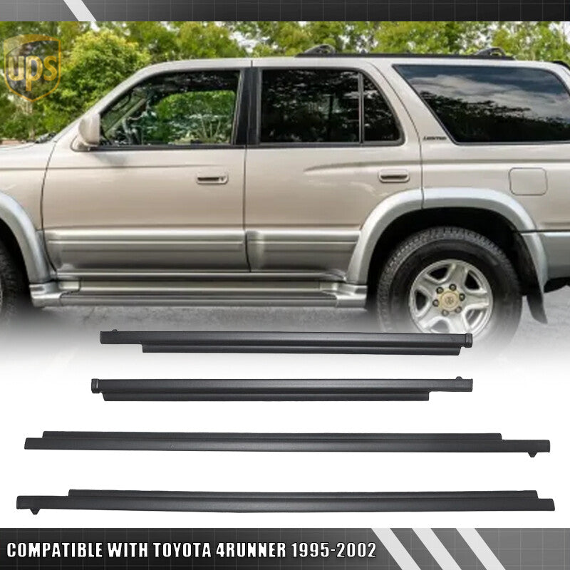 4x/Set Door Glass Outer Weatherstrip Trim Seal Kit for Toyota 4Runner 1995-2002
