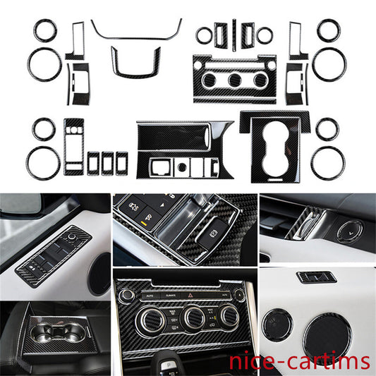Kit For LR for Range Rover Sport 2014-2017 Interior Full Set Trim 42Pcs Carbon Fiber