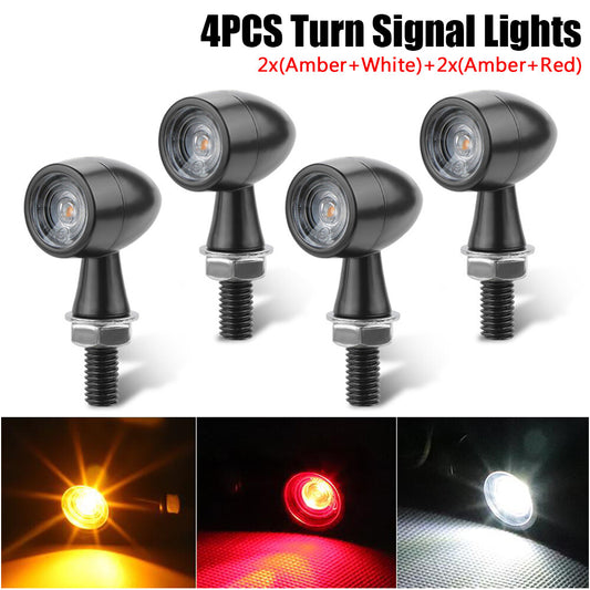 4-piece universal motorcycle LED for mini turn signal flashing DRL brake light amber + white