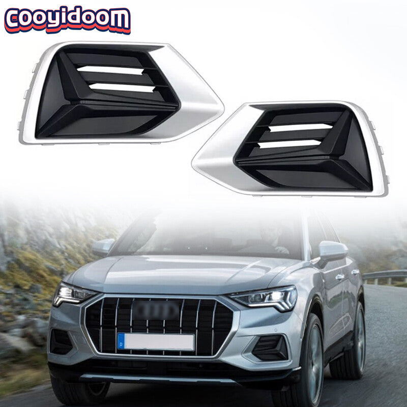 2-Piece ABS Front Bumper Grille Fog Light Cover Driver for Audi Q3 2019-2022