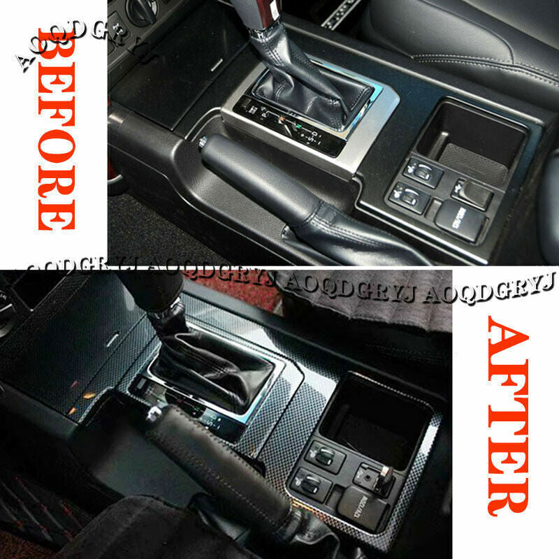for Toyota Prado 4.0L 2010-17 Carbon fiber ABS Gear Shift Box Cover Trim Kit 3x