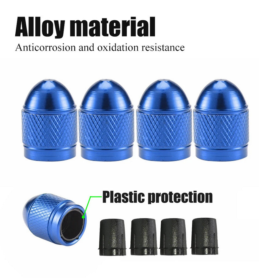4-piece universal silver tire valve cover rod air dust cover for Peugeot