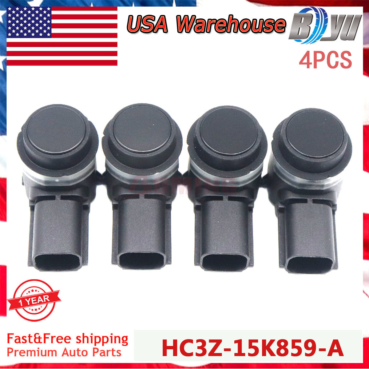 Rear PDC Reverse Backup Parking Aid Sensor fits for Ford Set of 4PCS HC3Z-15K859-A