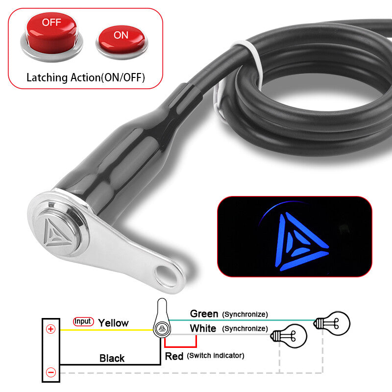 LED Motorcycle Switch ON-OFF Handlebar Headlight Warning Light Stainless Steel