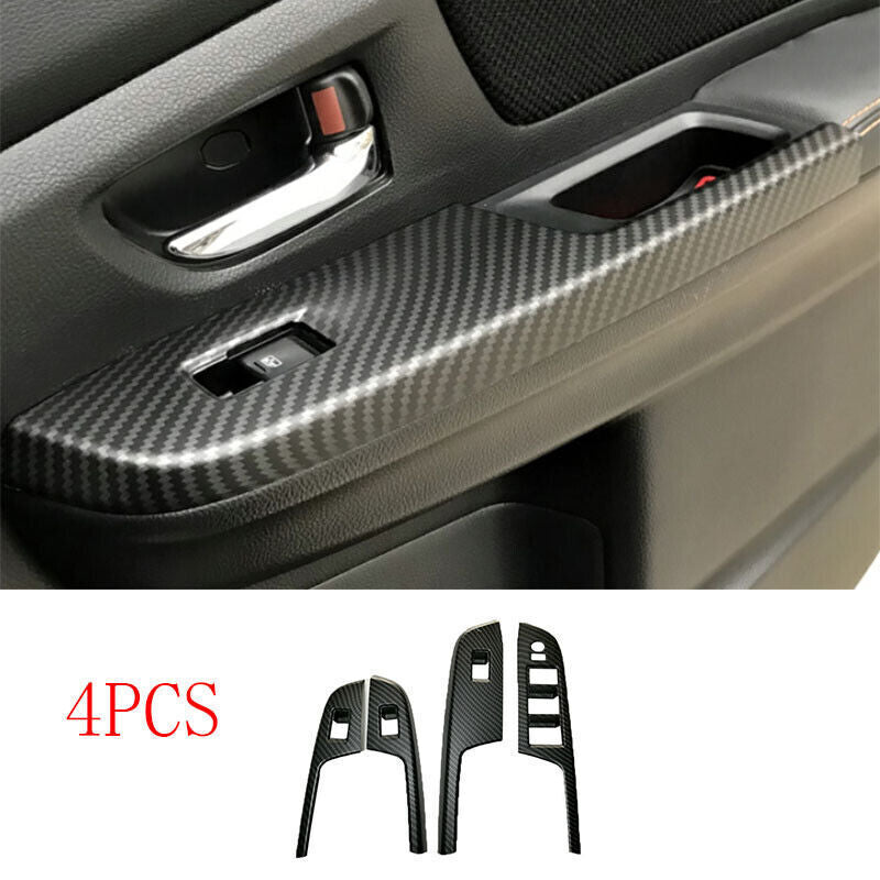 4X ABS Carbon Fiber Window Lift Panel Switch Cover Trim for Subaru XV 2015-2017