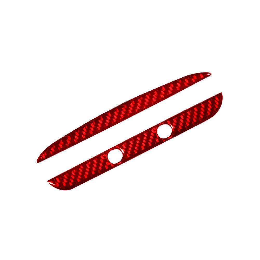 2Pcs Red Carbon Fiber Rear Overhead Light Cover Trim for Ford Fiesta 2011-2015
