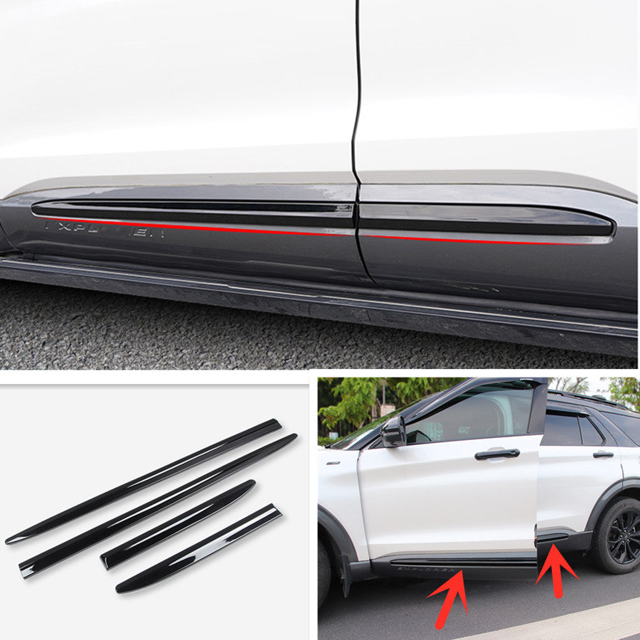 Glossy Black Body Side Door Molding Trim Cover Panel for Ford Explorer 2020-2023