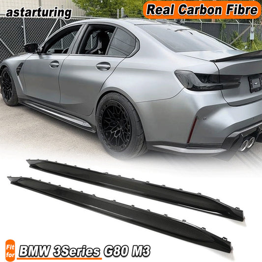 for BMW 3Series G80 M3 Sedan 2021-23 DRY Carbon Side Skirt Extension Lip Spoiler