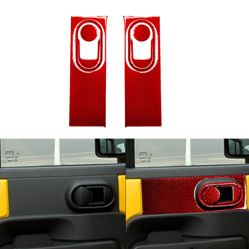 8X Red Carbon Fiber Rear Door Handle Frame Cover Trim for Jeep for Wrangler 2007-10