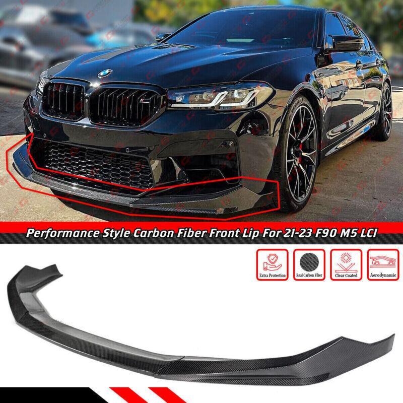 Carbon fiber front bumper lip kit for 2021-2023 for BMW F90 M5 LCI performance style.