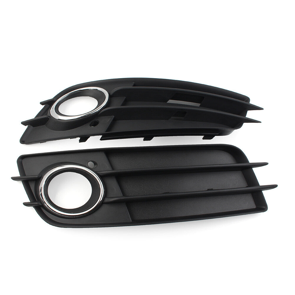 Front Bumper Fog Light Grille Cover W/Chrome Ring Pair for Audi A4 B8 S4 2008-12