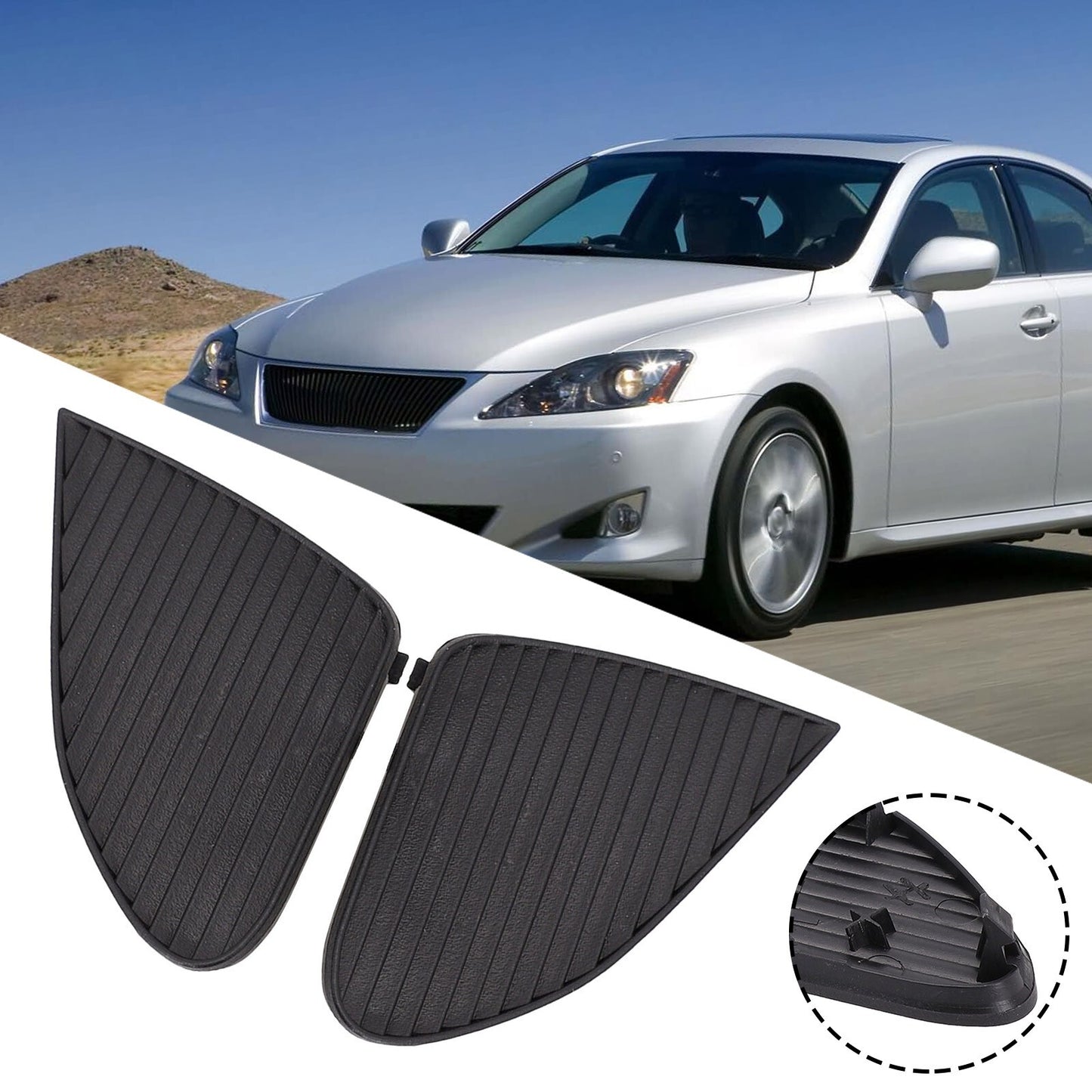 2Pcs Front Fog Light Lamp Cover Cap Trim for Lexus IS IS250 IS350 2009-11 Black