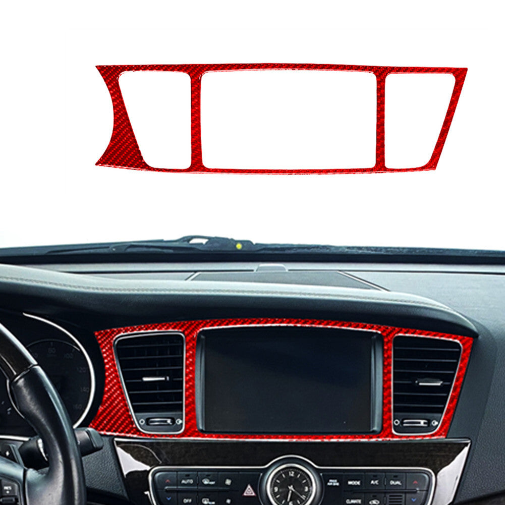 Red Carbon Fiber Navigation+ Air Vent Frame Cover Trim for KIA Cadenza 2014-2016