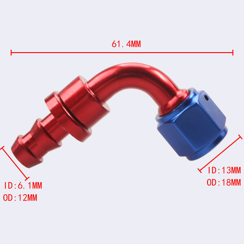 6AN AN6 90 Degree Push Lock Hose End Barb Fitting/Adaptor Push-On Hose Fittings