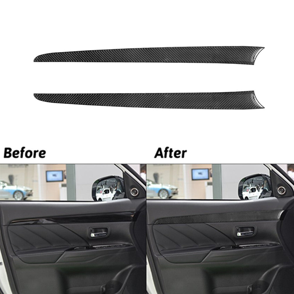 2Pcs Carbon Fiber Front Door Panel Cover Trim for Mitsubishi Outlander 2014-2016