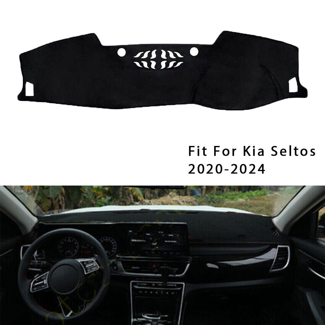 DashMat Cover Dashboard Non-slip Sun Protector Mat Pad for Kia Seltos 2020-2024