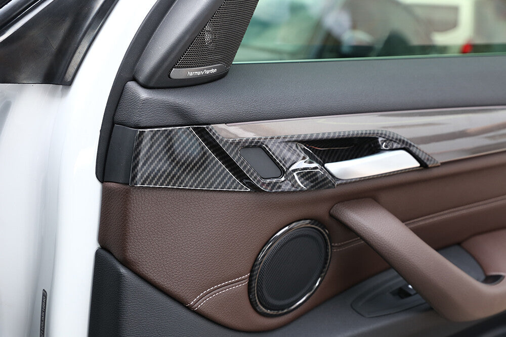 Carbon Fiber ABS Interior Door Handle Bowl Panel Cover for BMW X1 X2 F48 2016-21