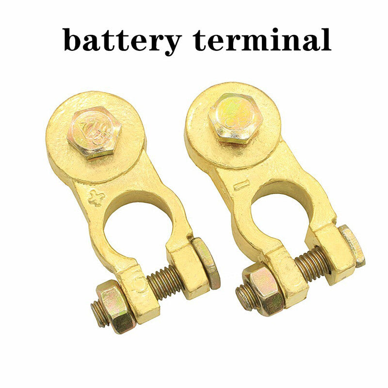 1 pair of heavy-duty truck battery top post cable terminals with pure brass cable heads