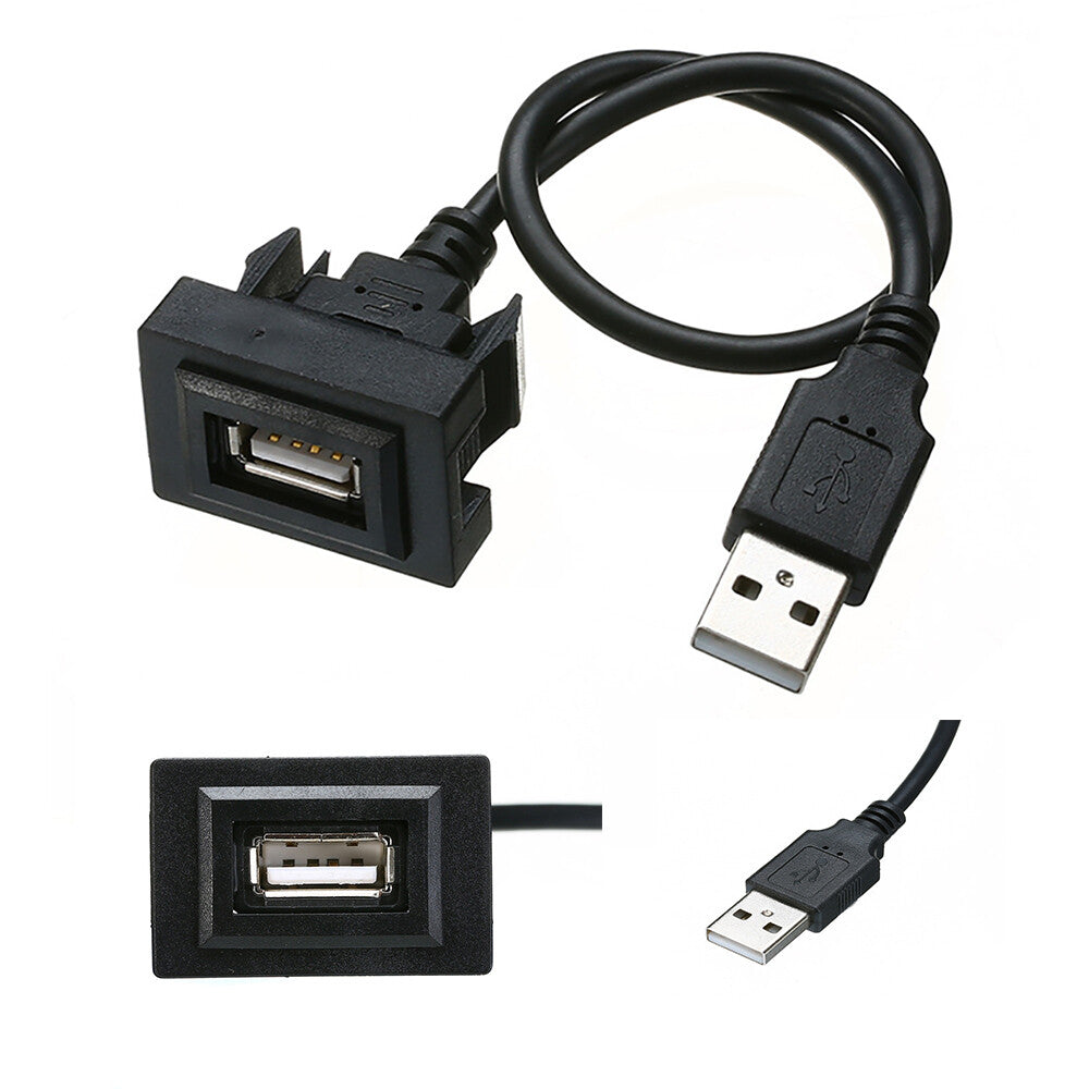 Extension USB Cable 24cm Car Dashboard Flush Mount Male to Female Fits for Toyota