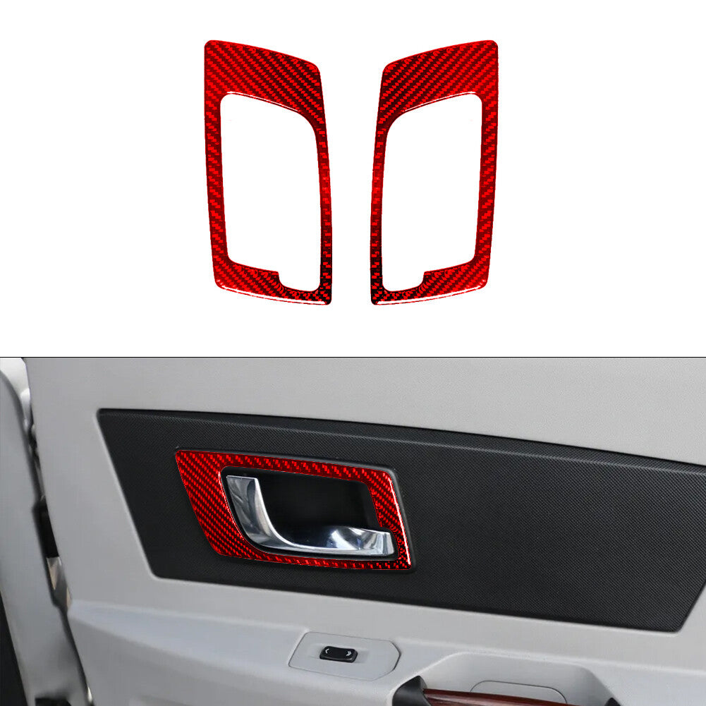Red Interior Rear Door Handle Carbon Fiber Trim Cover for Cadillac CTS 2003-2007