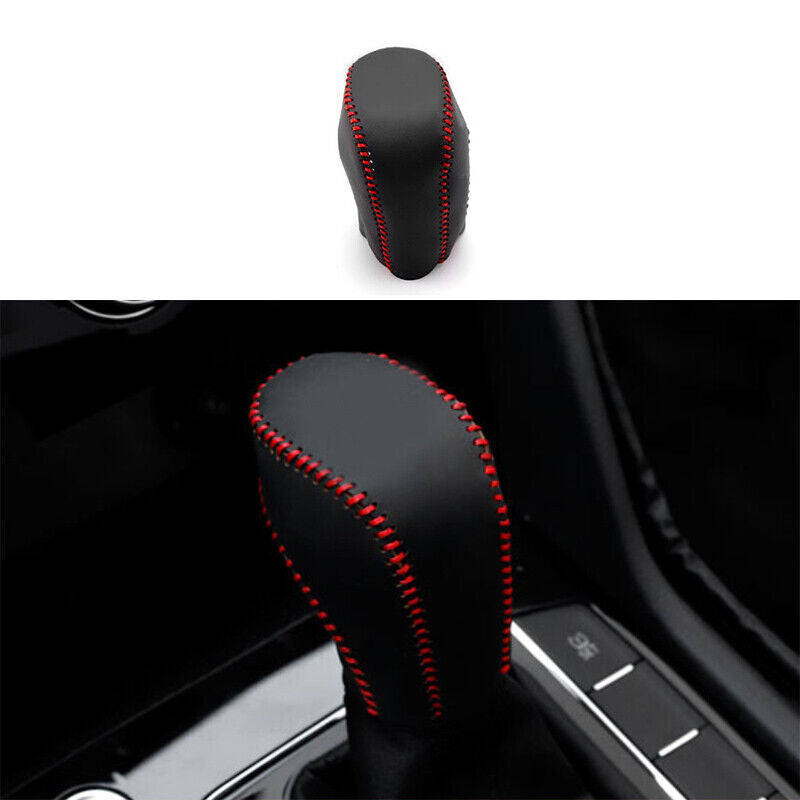 2021-2023 for Volkswagen Taos Black Leather Inner Gear Shift Knob Cap Cover Trim