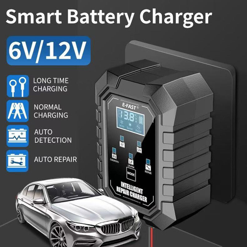 Car 12V Pulse Repair LCD Display for Smart Charger Lead-Acid Battery Charge EU Plug