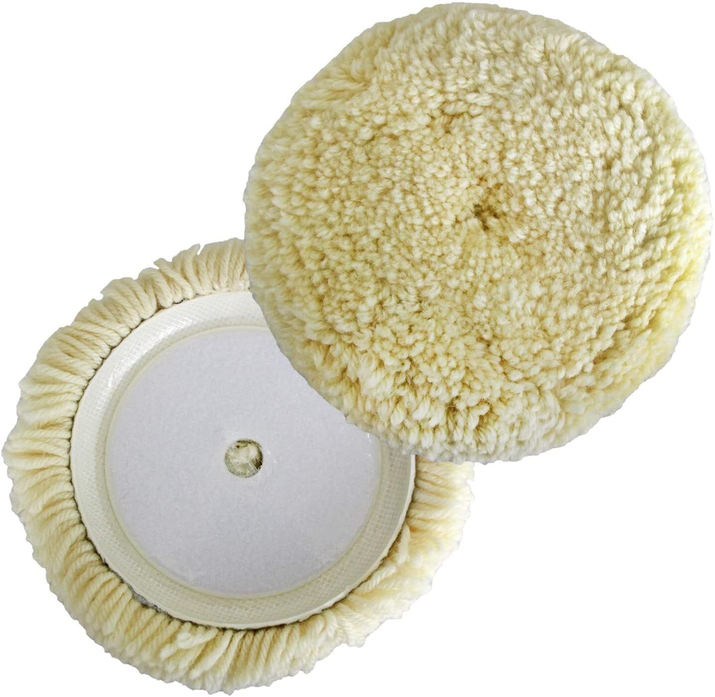 3-inch 100% wool hook-and-loop grip with cushioning pad for compound cutting and polishing