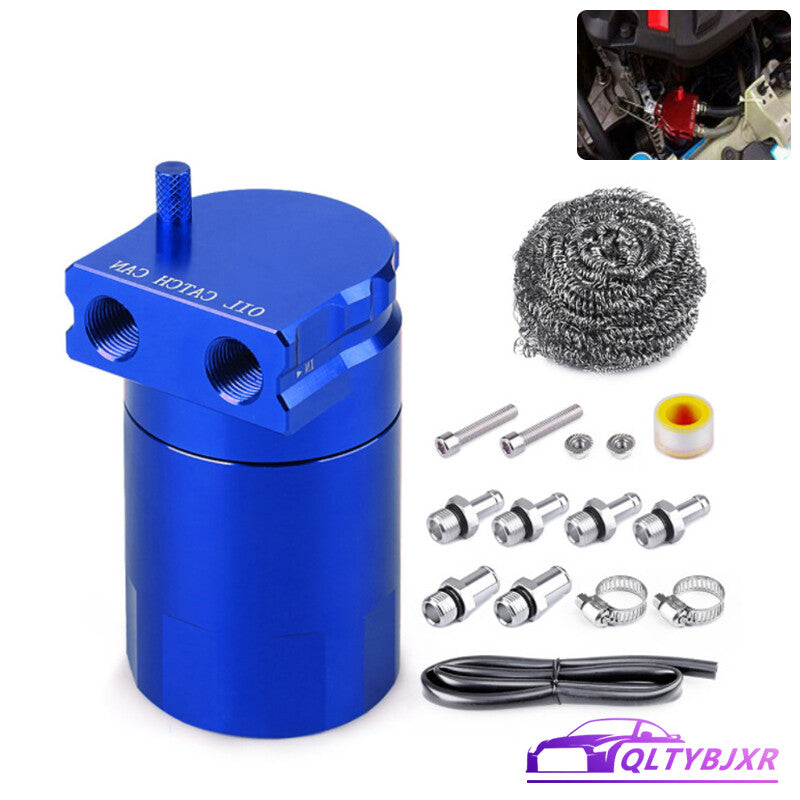 Oil Catch Can 300ml Breather Aluminum Alloy Polish Baffled Reservoir Tank Blue