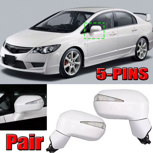 2-pack for Honda for Civic FA1 FD1 FD2 2006-2011 LHRH Assy LED 5-pin rearview mirrors