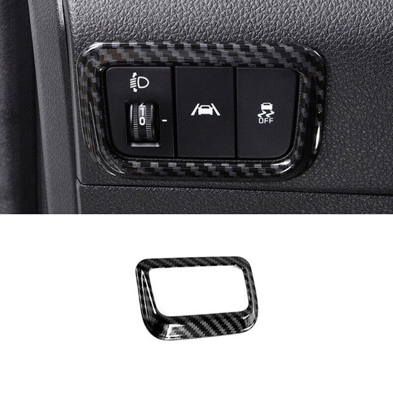 for Kia K5 2021-2023 Carbon Fiber Car Headlight Switch Button Cover Trim Frame