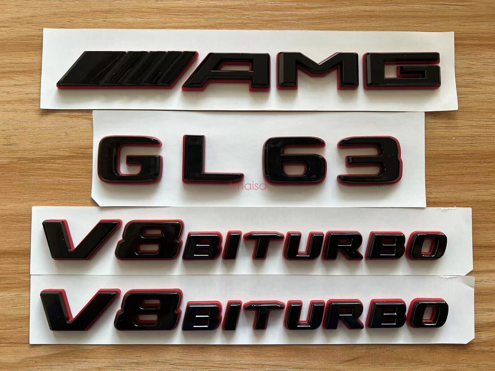 Black and Red GL63 AMG V8 BITURBO Badge Sticker Set for New GL63 Sets