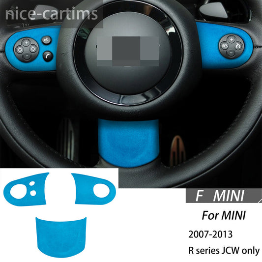 Suede Blue Steering Wheel Button Trim for BMW for Mini Cooper R55 R56 R57 R58 R59R60
