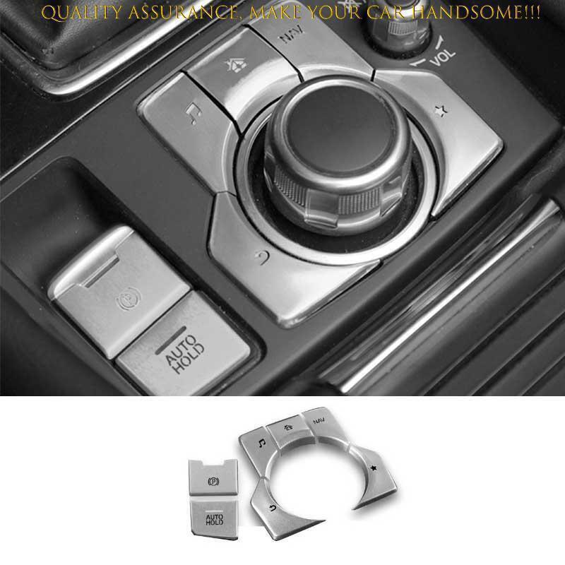 for Mazda CX-5 CX5 17-24 Silver Allloy Center Console Multimedia Cover Sticker