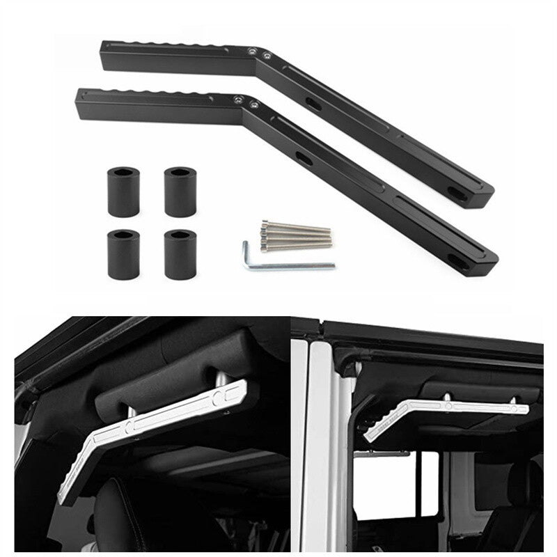 Black Rear Grab Handles Grip Bar Aluminum Compatible with for Jeep for Wrangler JK 07-18