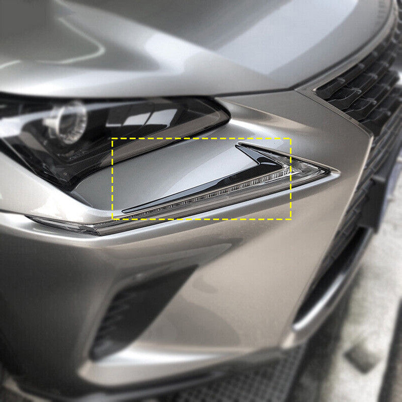 for Lexus NX200t 300h 2015-2021 Black Steel Front Headlight Eyebrow Cover Trim