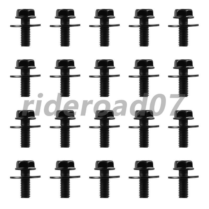 20PCS Universal Car Body Bolts- M6-1.0 x 16mm Long- 17mm Washer- 10mm Hex