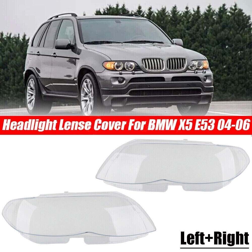 One pair of left and right headlight lens cover housings for BMW X5 E53 2004-2006