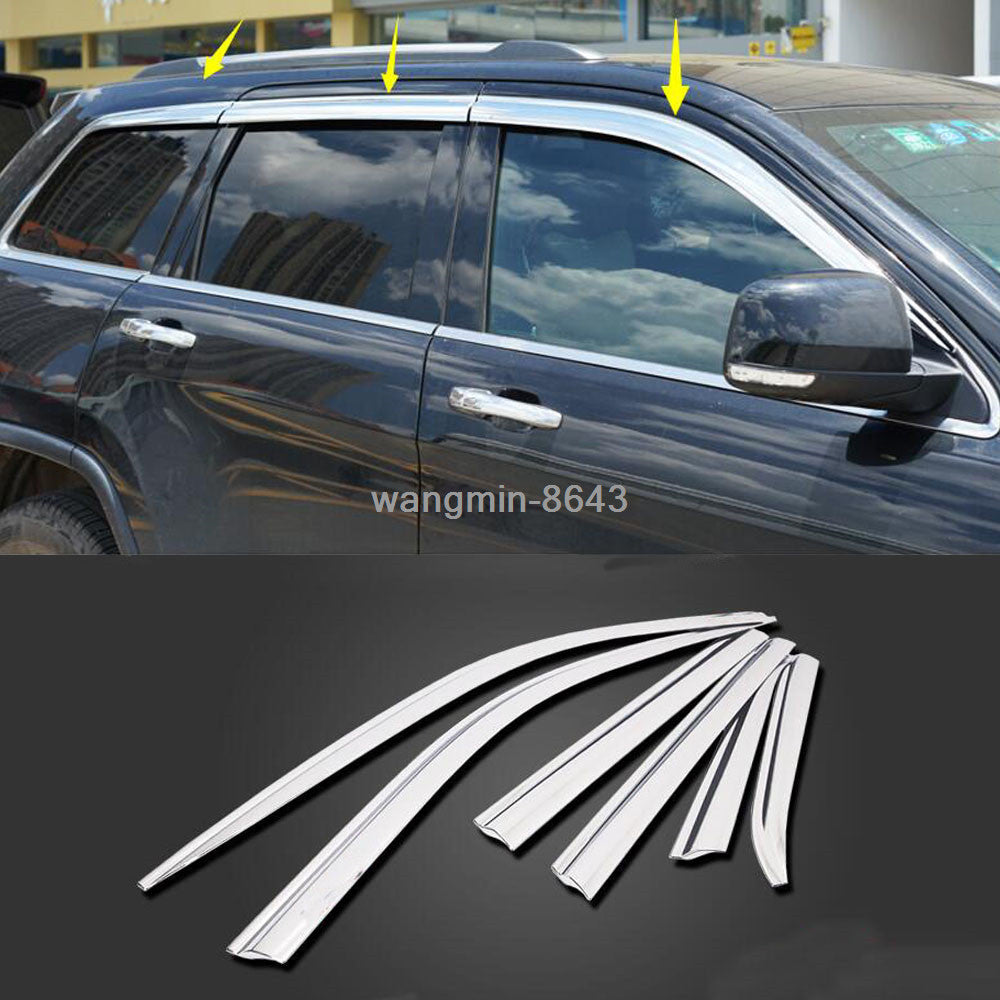 for Jeep Grand Cherokee 11-21 silver Window Visor Vent Sun Shade Rain Guard trim