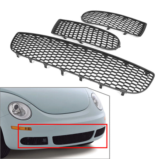 Front Bumper Center Grille Fog Light Grill Set Fit for Volkswagen Beetle 2005-2010