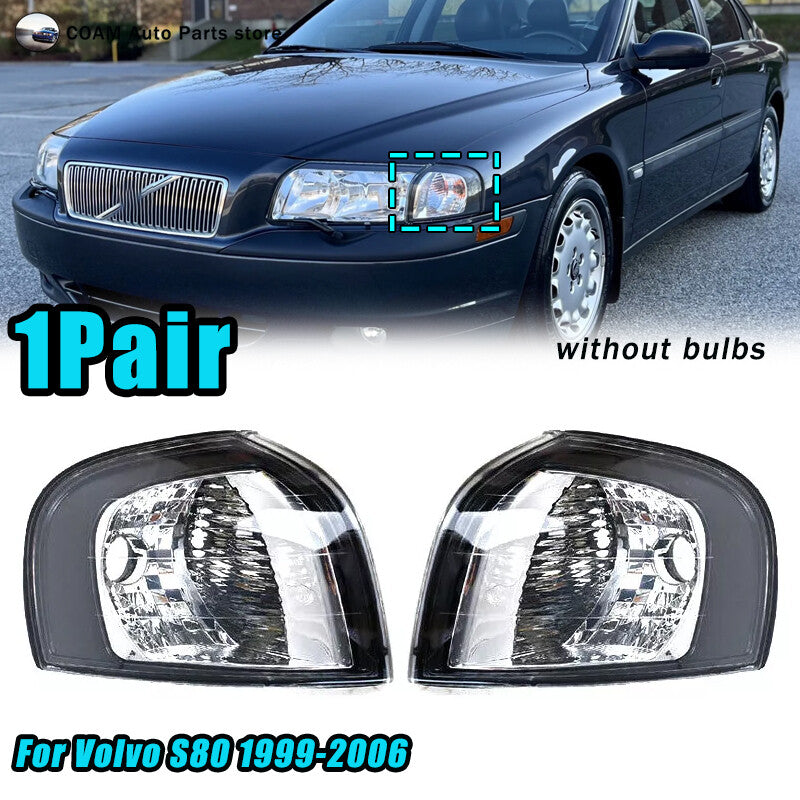 2 pieces for Volvo S80 1999-2006 front bumper corner lights/turn signal lights without bulbs